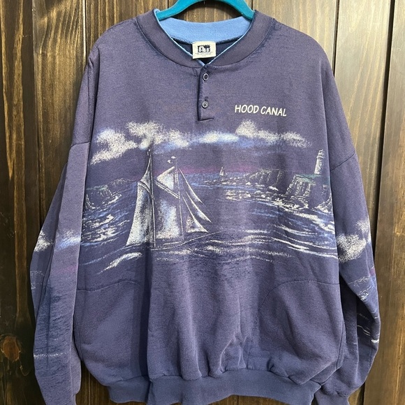 Vintage Crewneck-Hood Canal Graphic Sweatshirt - Picture 2 of 15